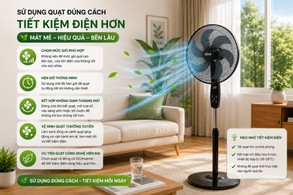 Quạt đứng có tốn điện không