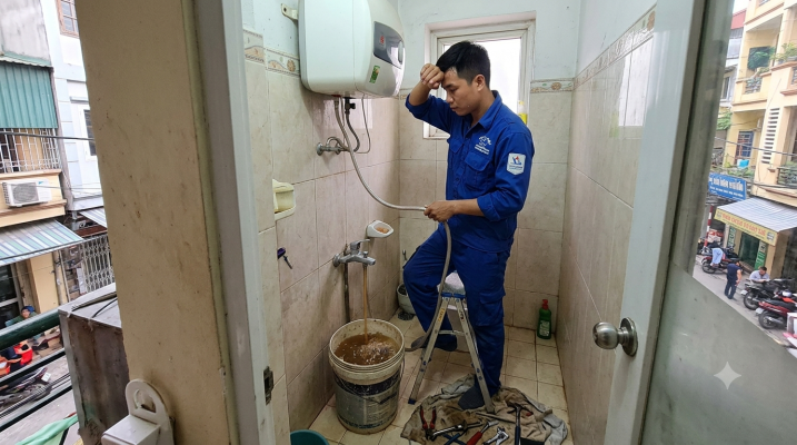 Sục rửa bình nước nóng tại nhà