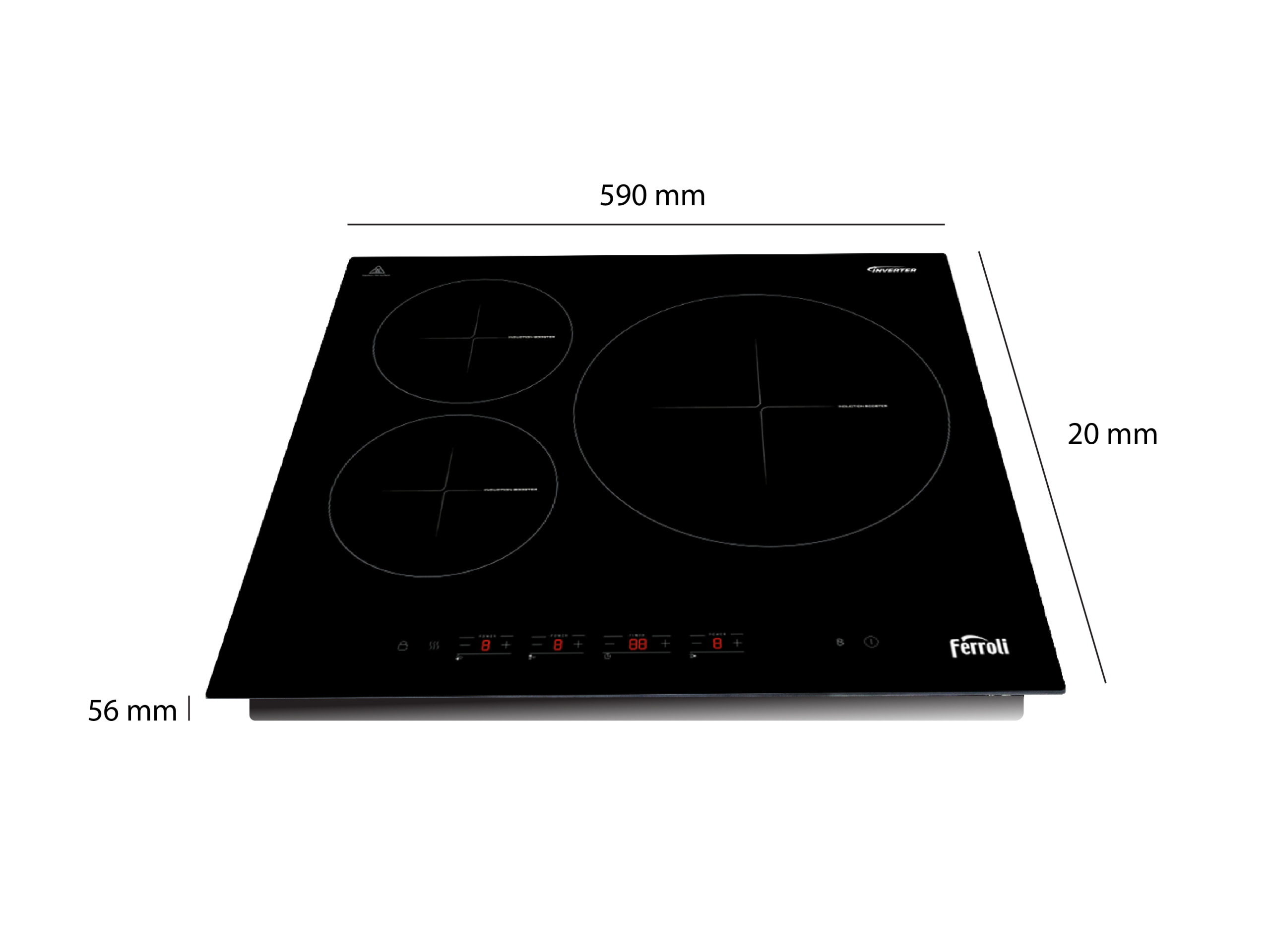 bếp từ 3 vùng nấu Ferroli bếp từ 3 vùng nấu Ferroli